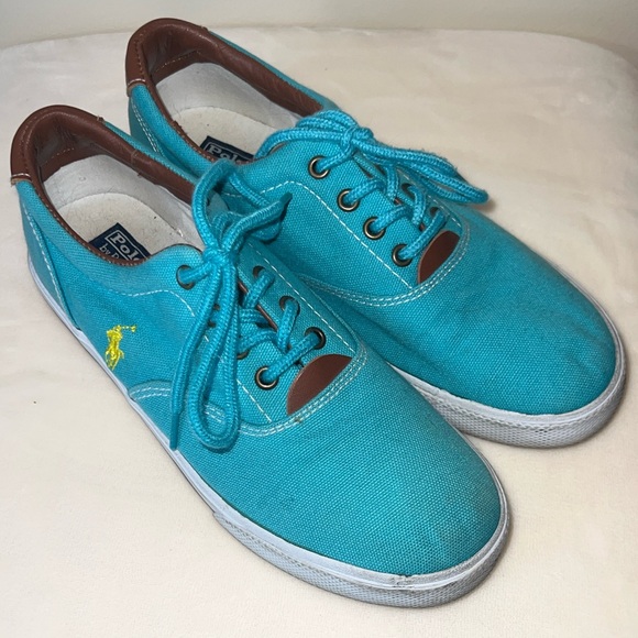 Y2K Polo Ralph Lauren Aqua Canvas Sneakers | Women’s Size 6 - Picture 12 of 12